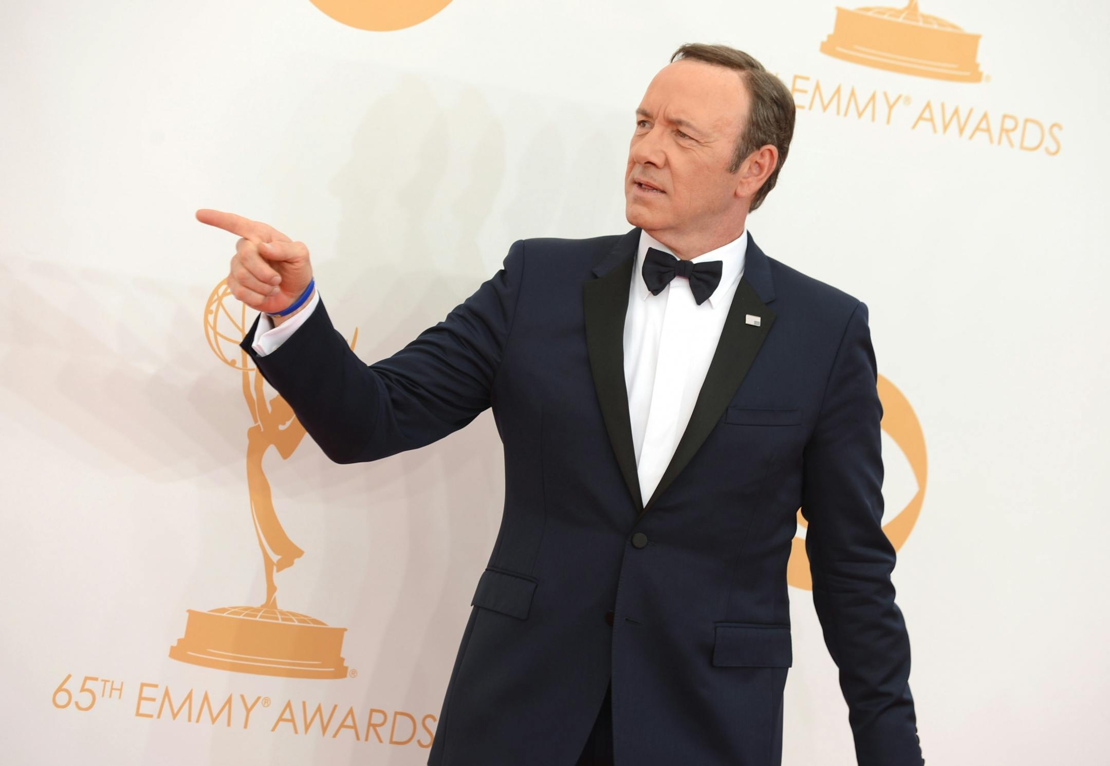 Kevin Spacey arrives at the 65th Primetime Emmy Awards at Nokia Theatre on Sunday Sept. 22, 2013, in Los Angeles.