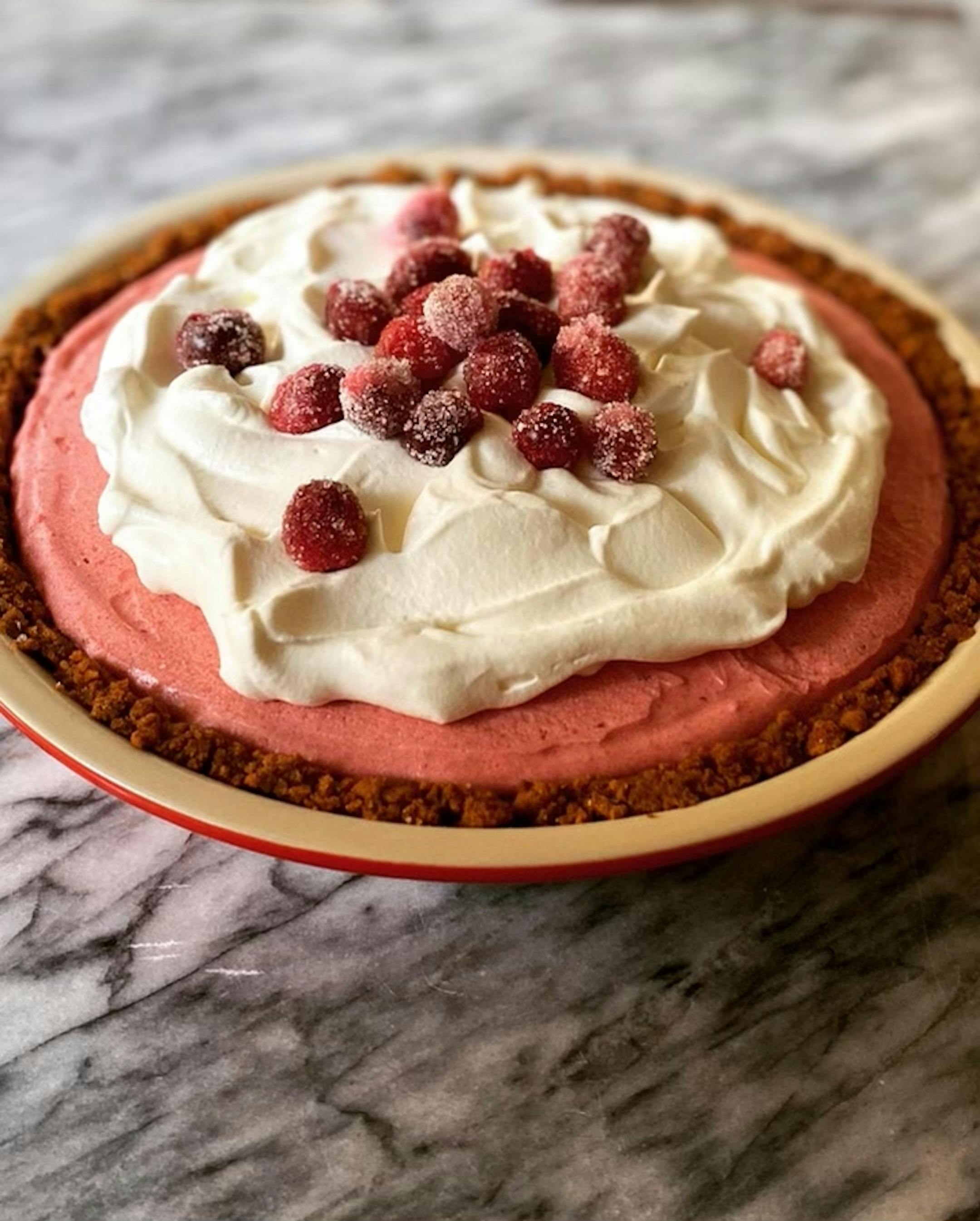 Credit: Barrett Radziun Musician Barrett Radziun is baking his way through Claire Saffitz's "Dessert Person." Cranberry-Pomegranate Mousse Pie