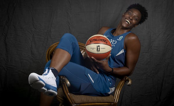 Sporting a new hairdo, Minnesota Lynx center Sylvia Fowles was all smiles during Media day at the Target Center, Thursday, May 16, 2019 in Minneapolis