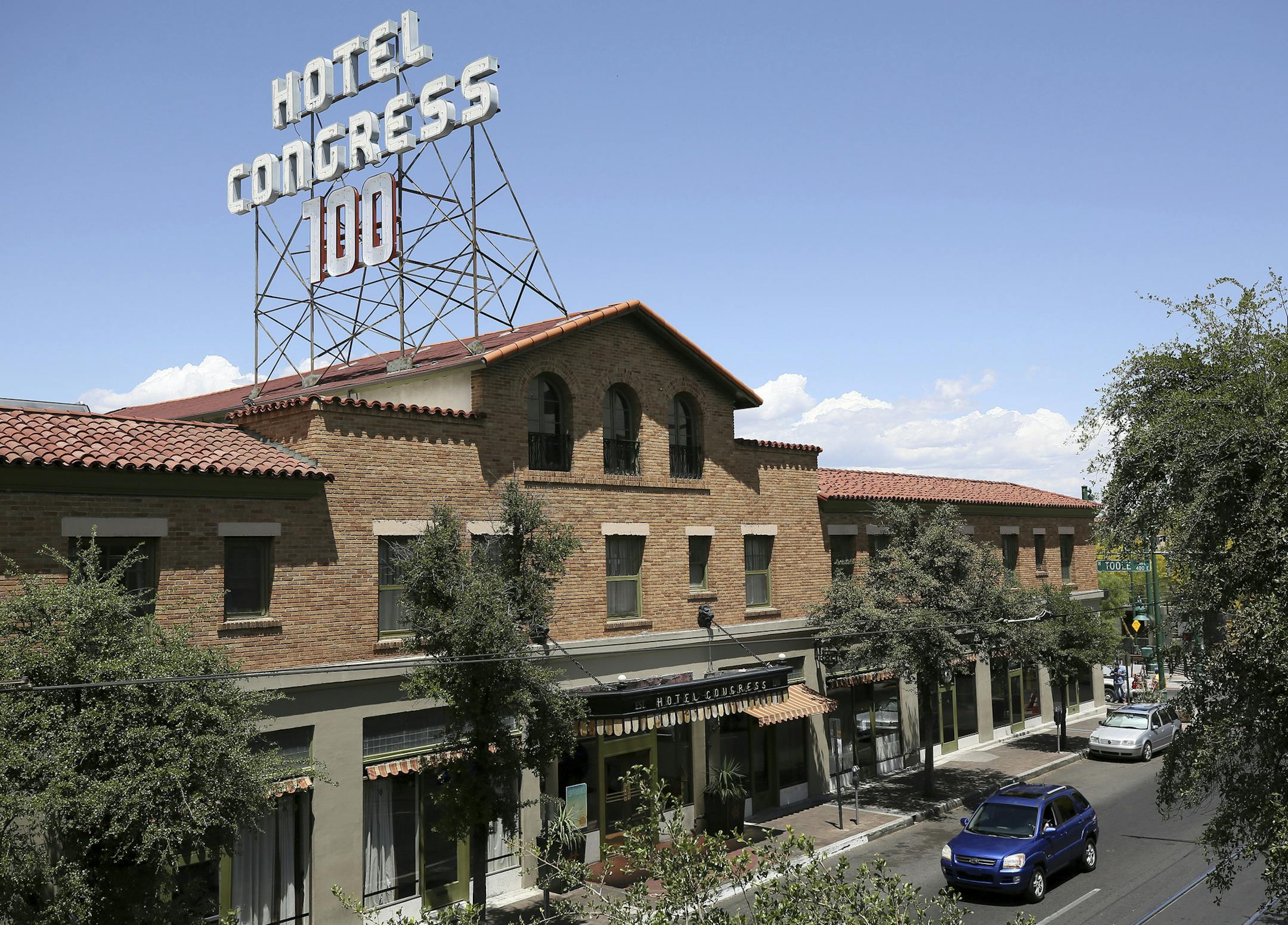 This May 8, 2019 photo shows the Hotel Congress in downtown Tucson, Ariz. In 2012, Arizona started a state program where bars could get employees trained to stop a potential sexual assault before it happens. Seven years later, researchers at the University of Arizona and Arizona State University are planning to study whether the Arizona Safer Bars Alliance initiative is having a significant impact. Through a $3 million National Institutes of Health grant, researchers will conduct a five-year stu