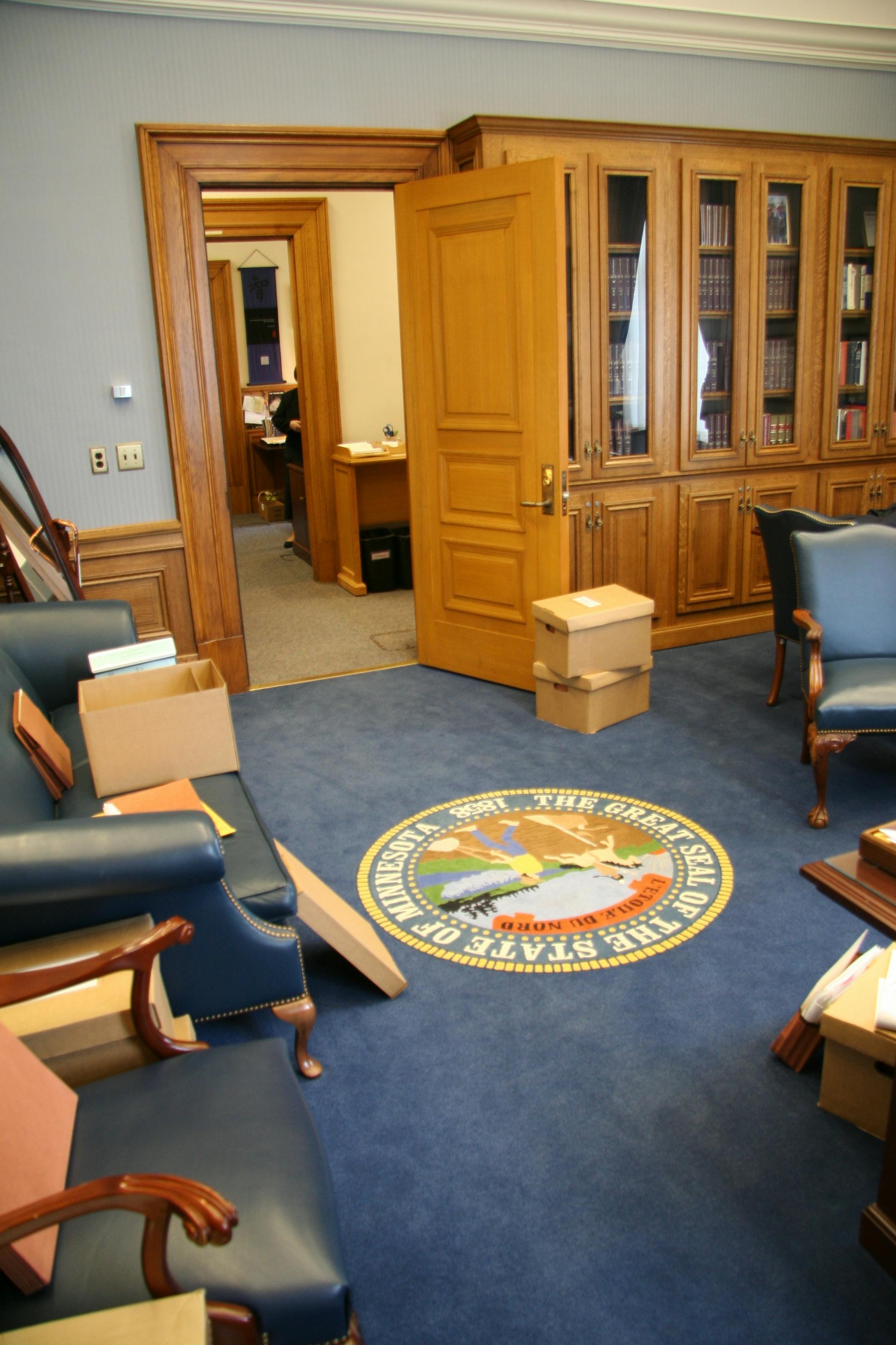 This new door and carpet were installed in Attorney General Lori Swanson's office.