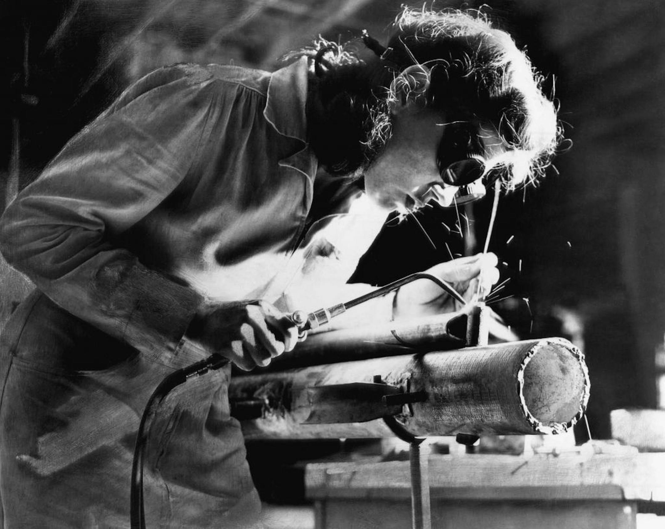 During World War Ii, many women took on welding jobs and other industrial jobs.