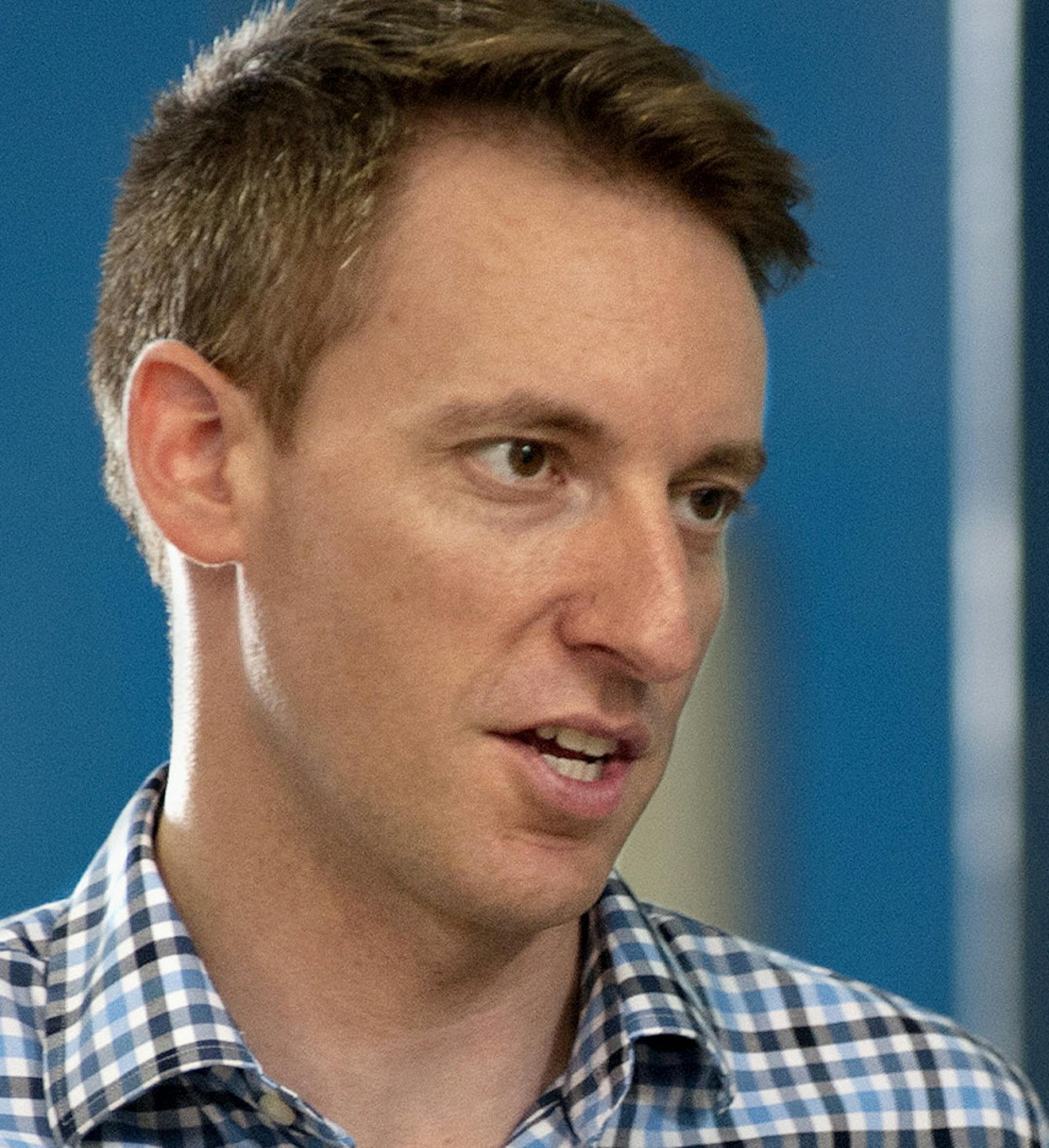 FILE - In this Aug. 12, 2016 file photo, Missouri Secretary of State Jason Kander, a Democratic candidate for the U.S. Senate, tours the International Union of Painters and Allied Trades training facility in Chesterfield, Mo. On election day a decade ago, Army Lt. Jason Kander was serving as an intelligence officer in Afghanistan. Today, he is touting his military service as a component in his campaign in his run to unseat incumbent Republican U.S. Sen. Roy Blunt in the November election. (AP Ph