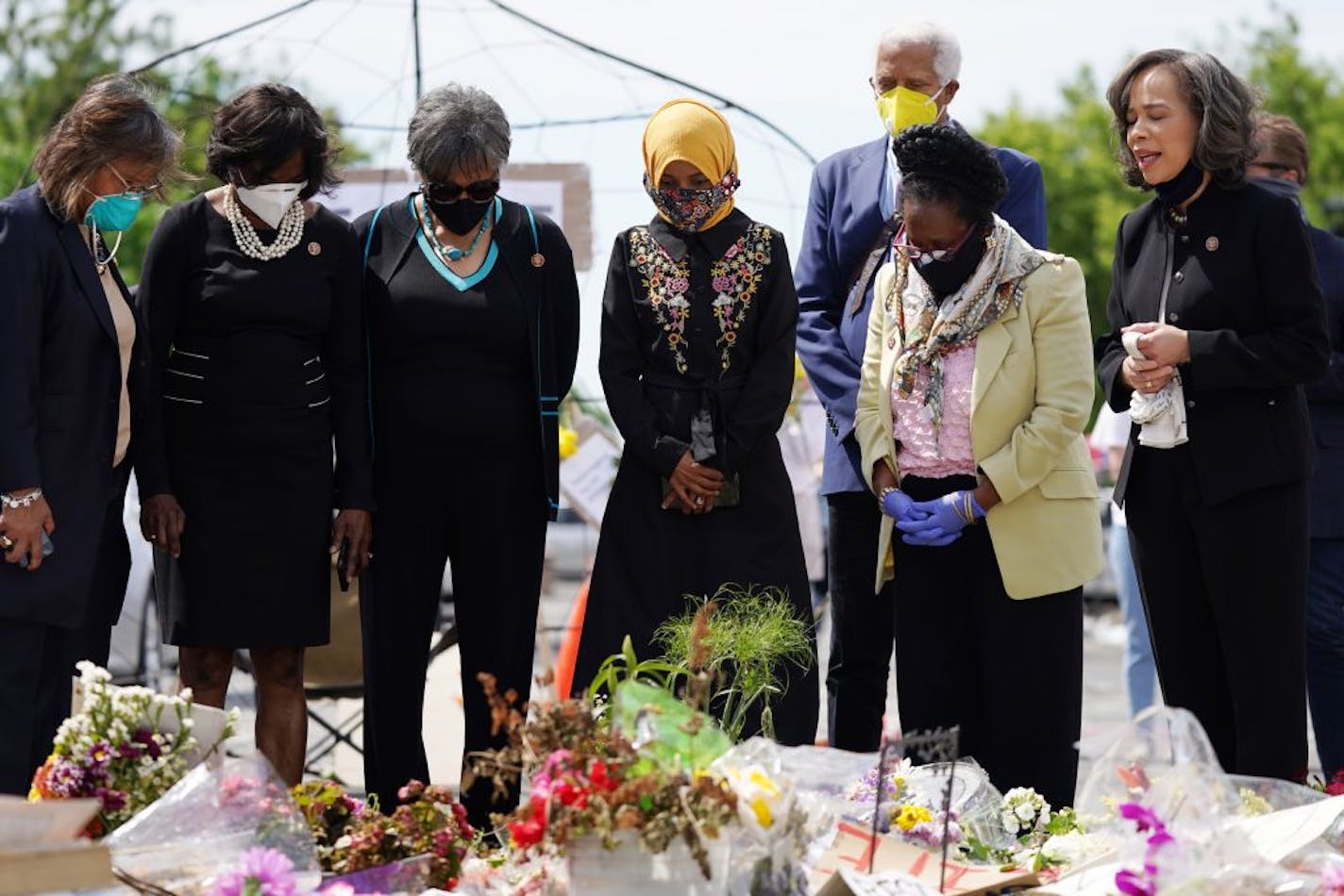 Rep. Ilhan Omar (D-MN), along with members of the United States Congressional Black Caucus visited the site of George Floyd's death Thursday in south Minneapolis.