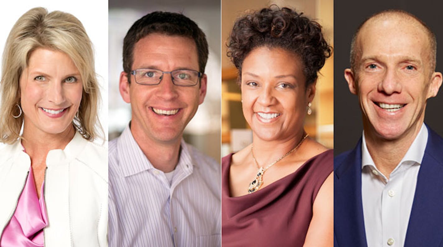 The new Star Tribune board members are, from left, Christine Fruechte, Scott Burns, Channon Lemon and David Kristal.