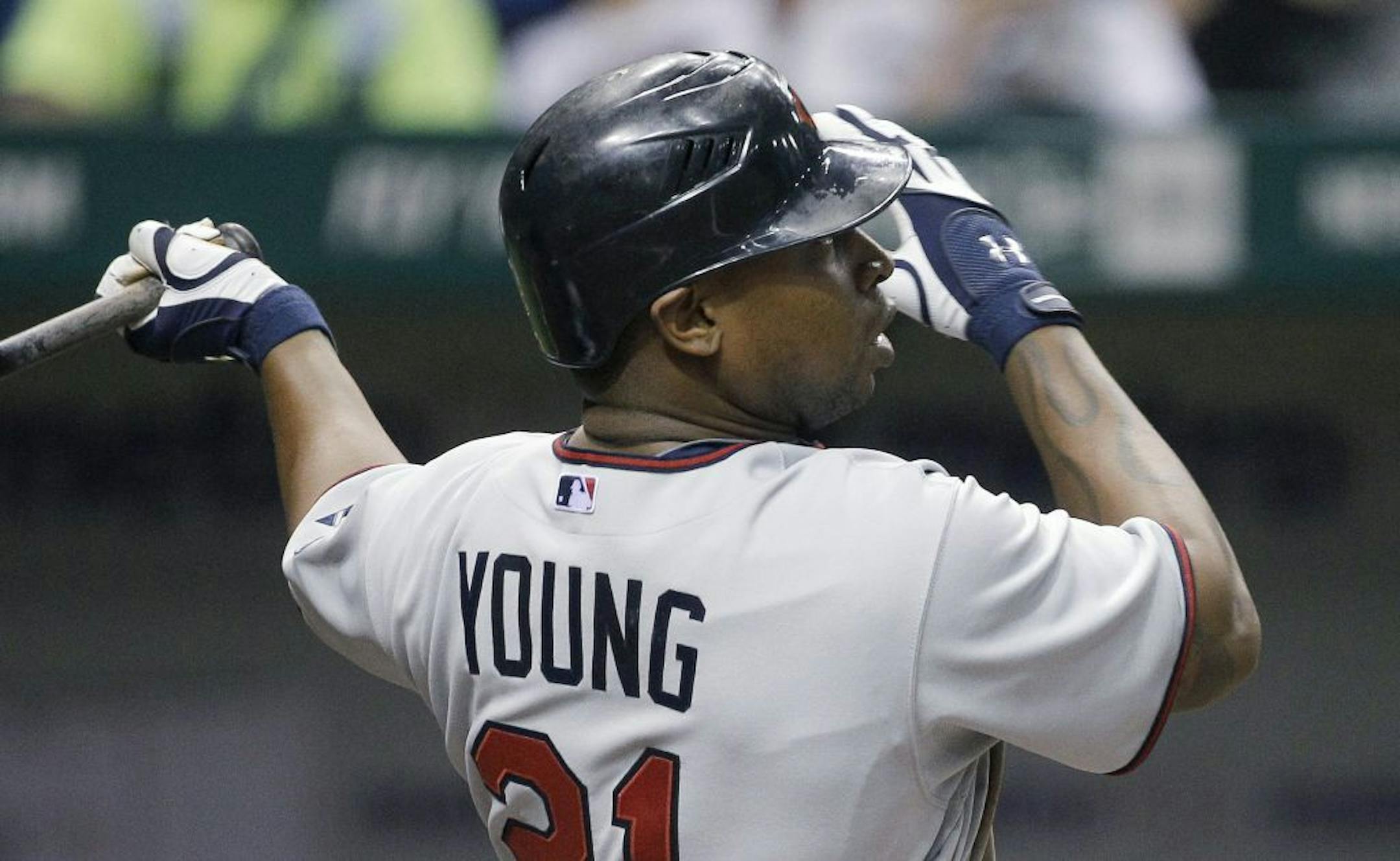 Twins left fielder Delmon Young