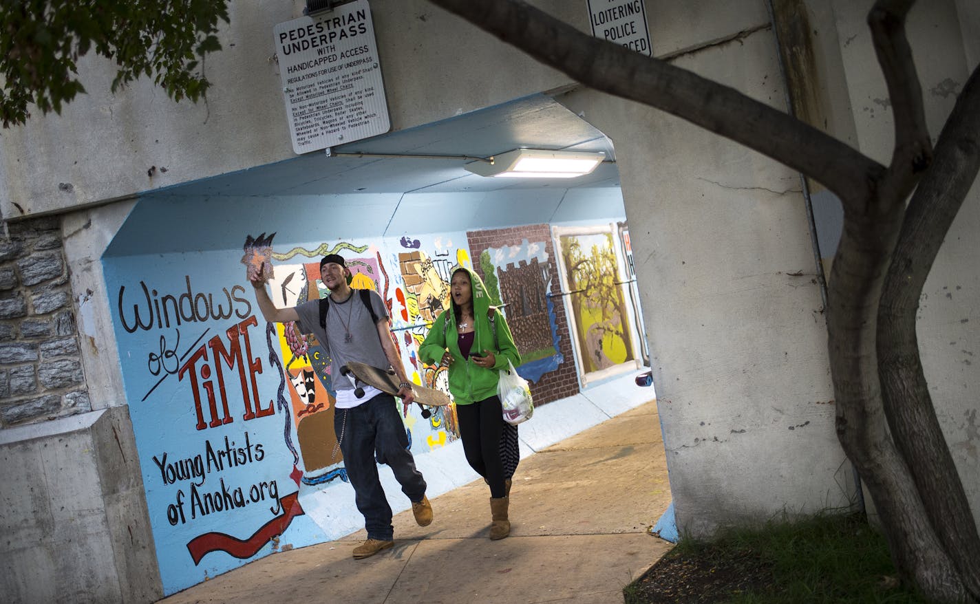 Yana Miller and Stephen Rose yelled to friends as they emerged from a tunnel near the City Hall Dam, another popular hangout spot for homeless youth in Anoka. ] Aaron Lavinsky &#x2022; aaron.lavinsky@startribune.com Suburbs across the metro are now opening an array of new services for young people facing homelessness. Dakota County has opened a new drop-in center where young adults can take a shower, grab a meal, etc. Last week the Coon Rapids planning commission unanimously approved Hope4Youth'