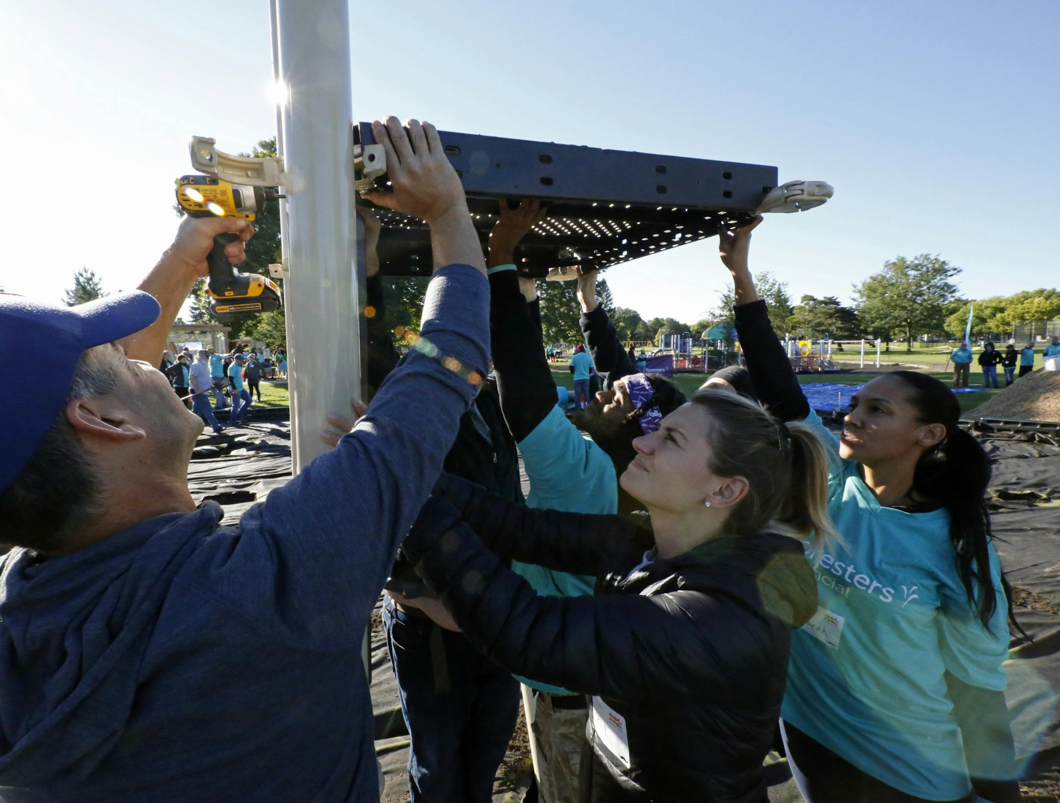 With the help from Build it with KaBOOM! and Foresters Financial, community members helped build a playground at Jenny Lind Elementary School.