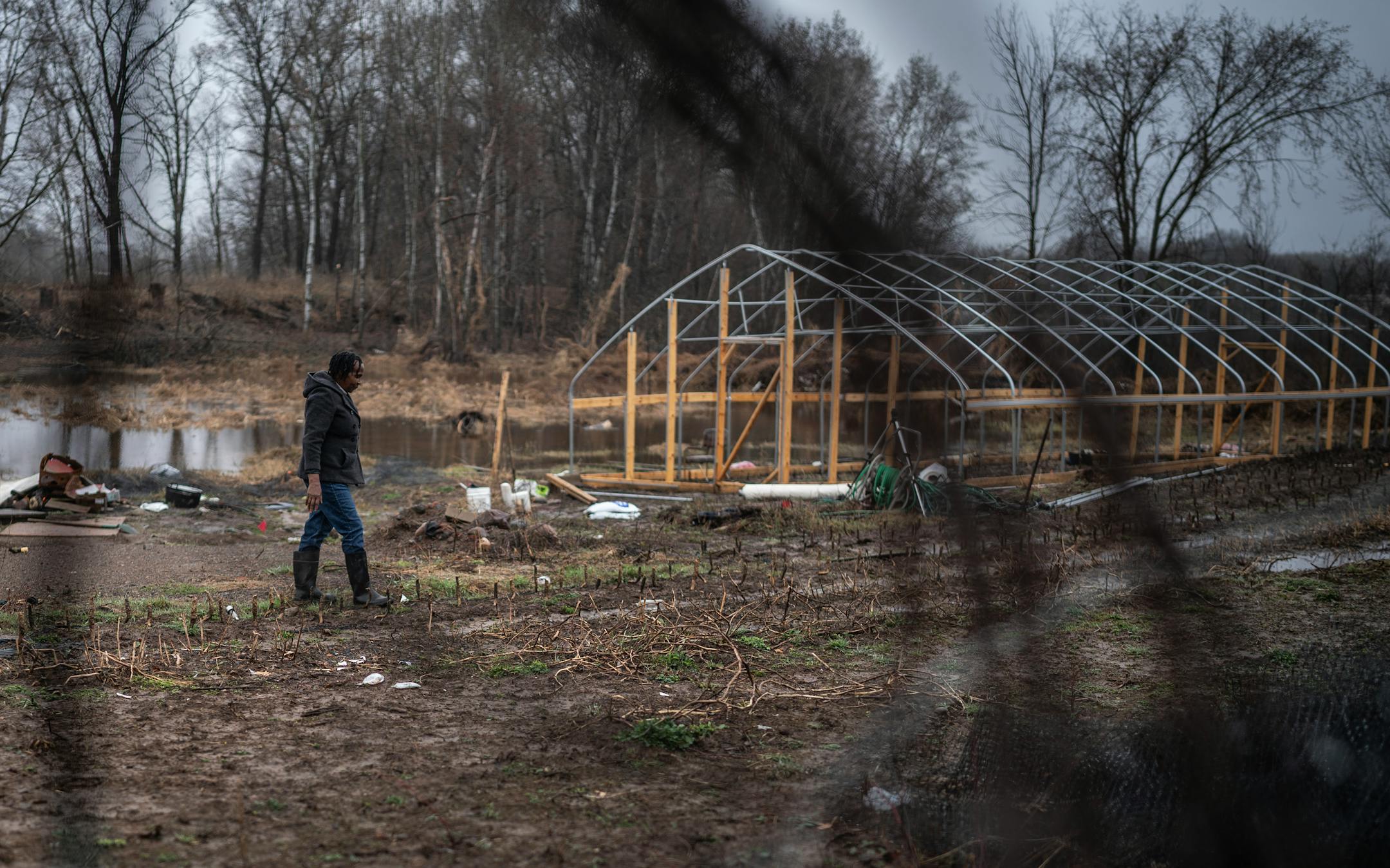 Jane Windsperger, owner of a 3.8 acre farm called GEDEF Farms walks around her land.