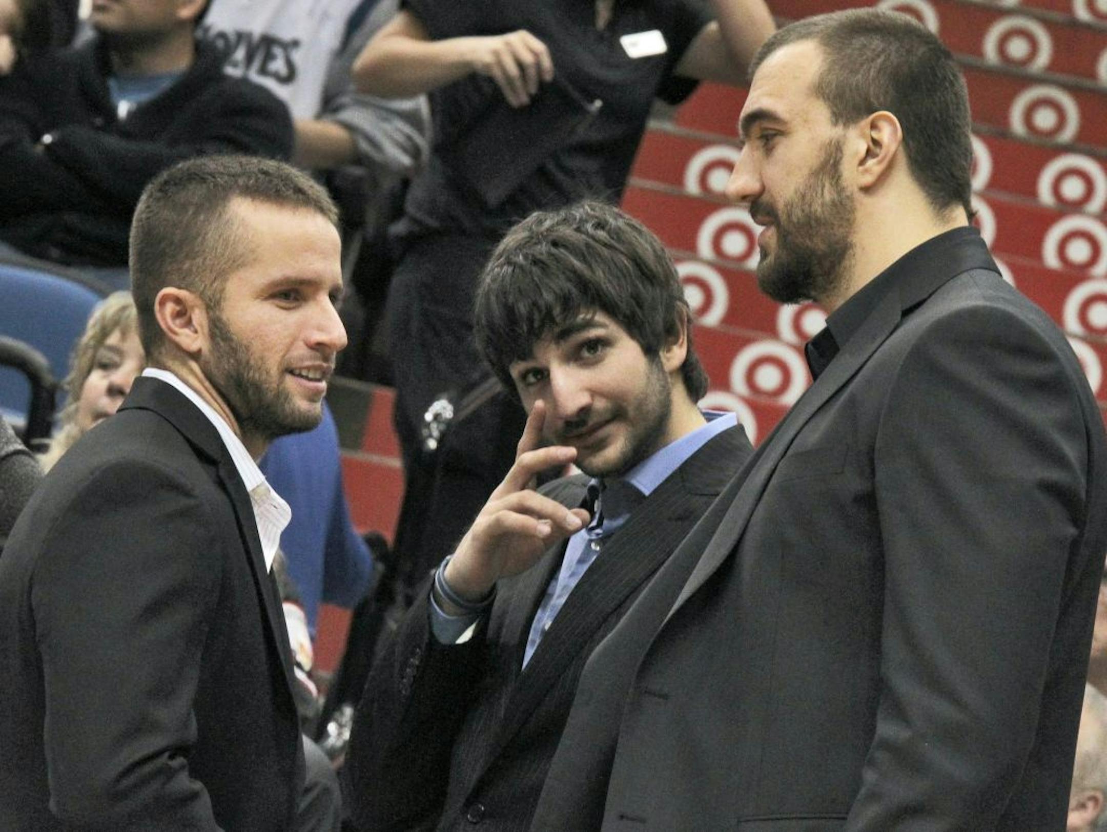 . J. Barea, Ricky Rubio and Nikola Pekovic, l-r, are all nursing injuries.