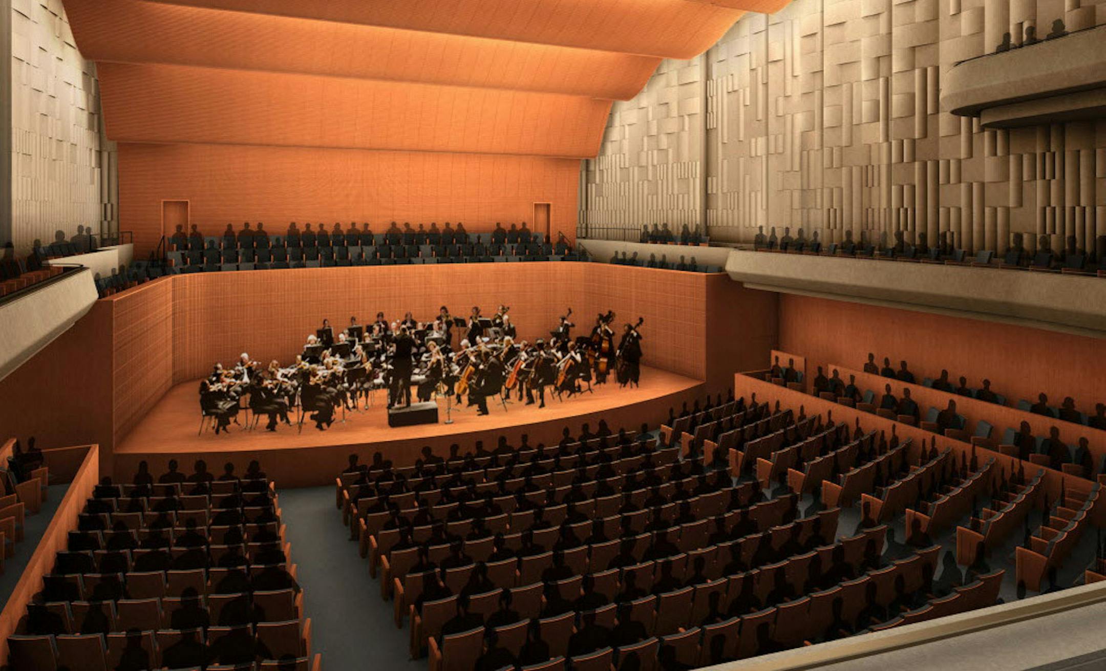 Rendering shows new concert hall at Ordway Center that is to become the principal home of the St. Paul Chamber Orchestra. It is due to open in March, 2015.
