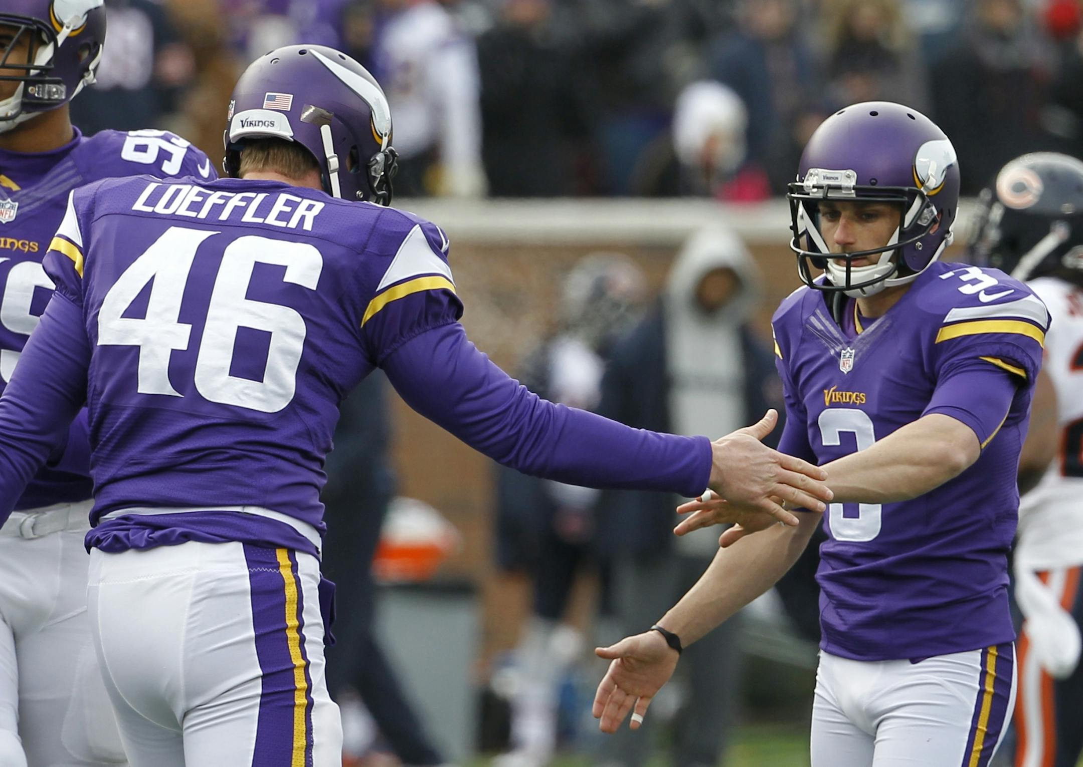 Vikings long snapper Cullen Loeffler and kicker Blair Walsh. Loeffler was released Monday.