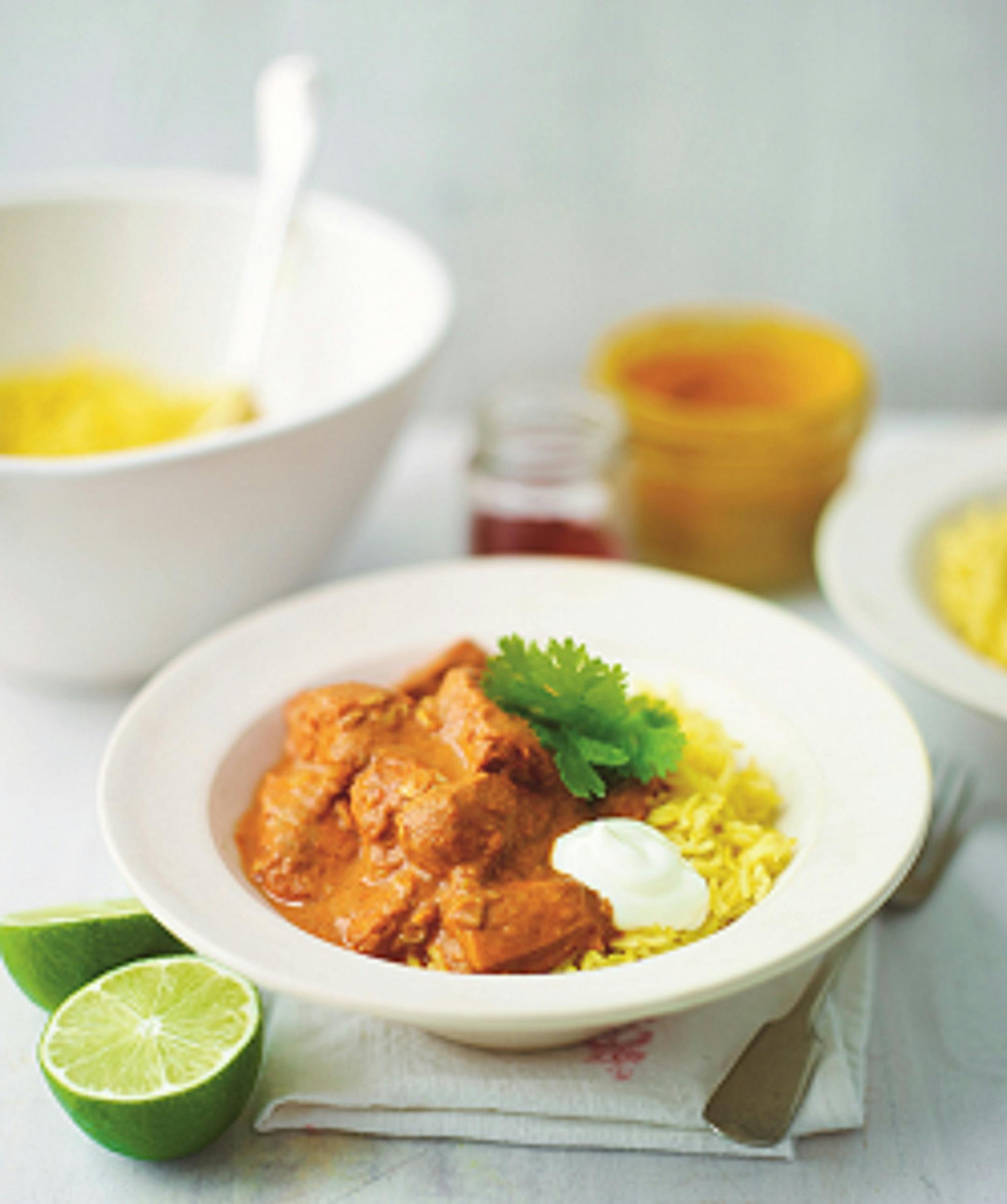 Credit: Myles New chicken tikka masala with fluffy basmati rice