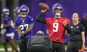 Vikings rookie quarterback J.J. McCarthy said he’s made progress on his footwork and goes over play names with his fiancée most nights. “It’s a