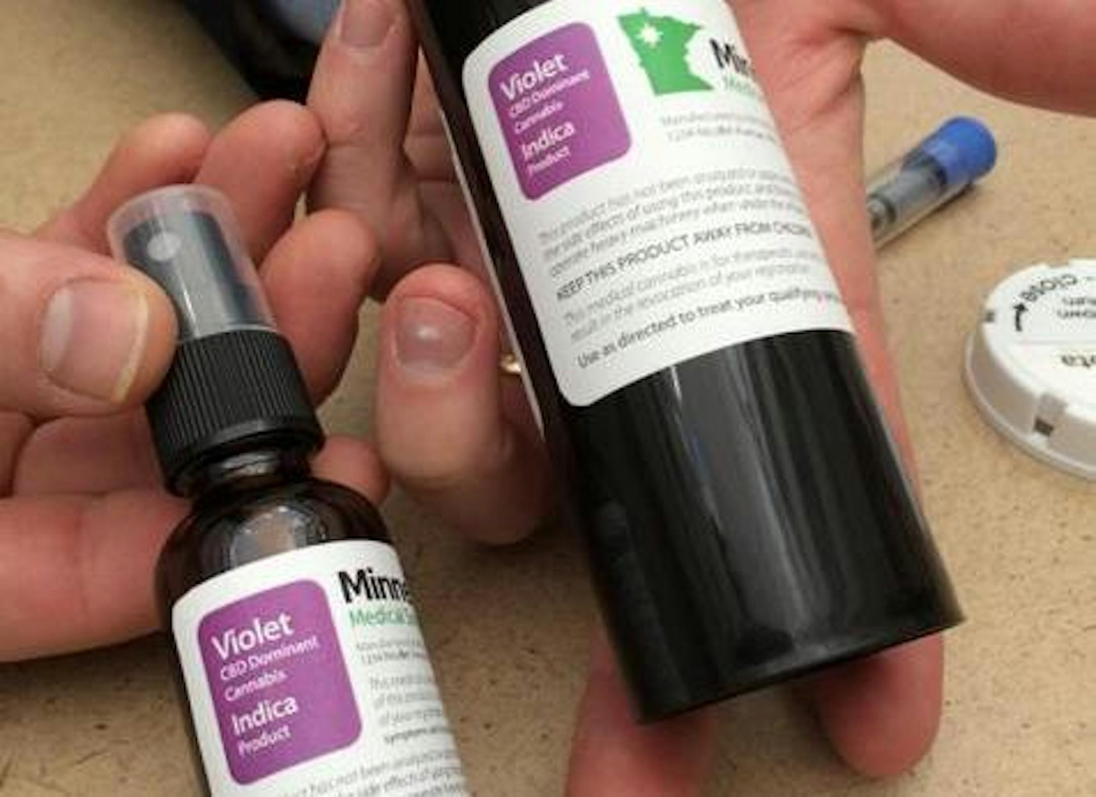 An example of what medical marijuana containers will look like when dispensed in Minnesota,