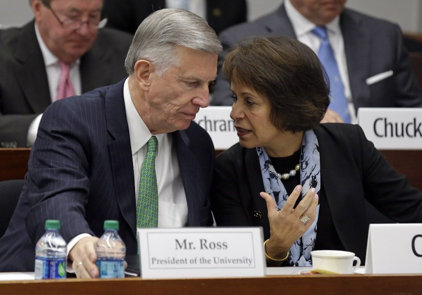 University of North Carolina President Tom Ross, left, and Chancellor Carol Folt.