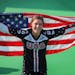 2016: Alise Willoughby, then Alise Post, celebrated her 2016 silver medal in the women’s BMX at the Rio Olympics.