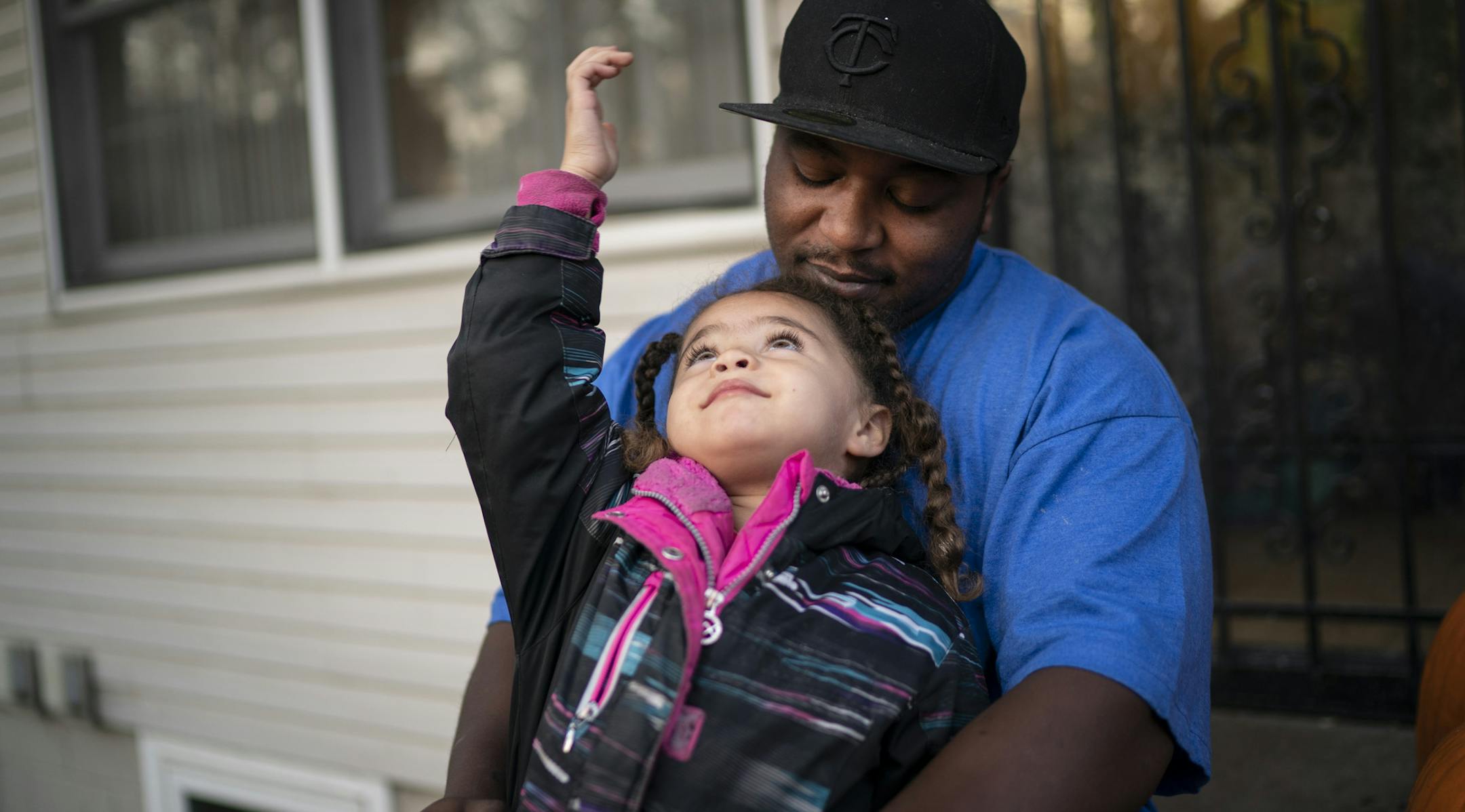 Jamokia Curry worked at Water Gremlin for two years and left this August. His daughter Ja'Naea, pictured, has tested high for lead. They are photographed together outside their home in St. Paul, Minn., on Tuesday, October 29, 2019. ] RENEE JONES SCHNEIDER &#x2022; renee.jones@startribune.com