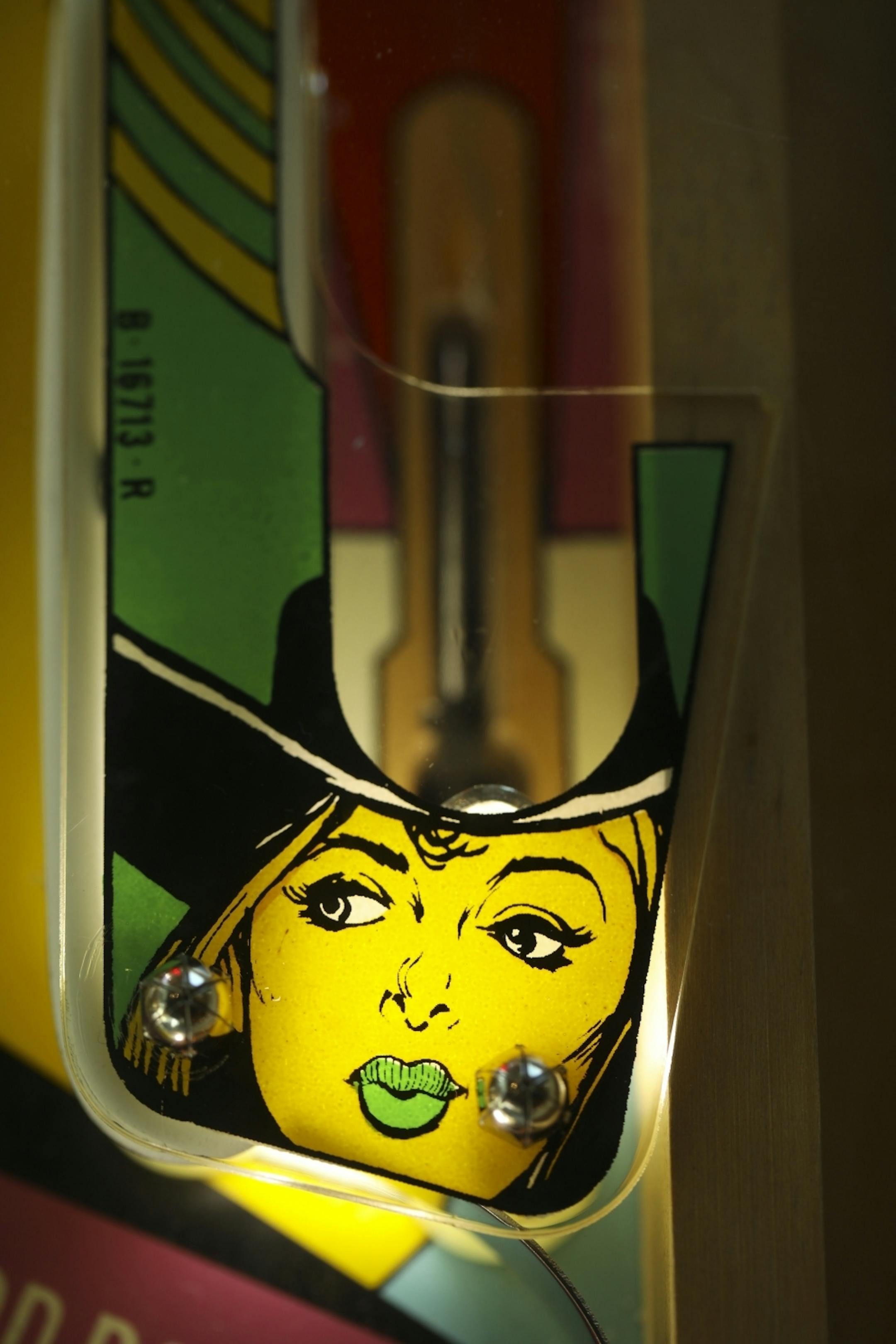 Detail of a pinball machine feature.