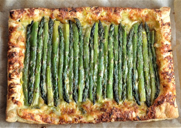 Asparagus, Leek and Gruyere Tart. Photo by Meredith Deeds * Special to the Star Tribune