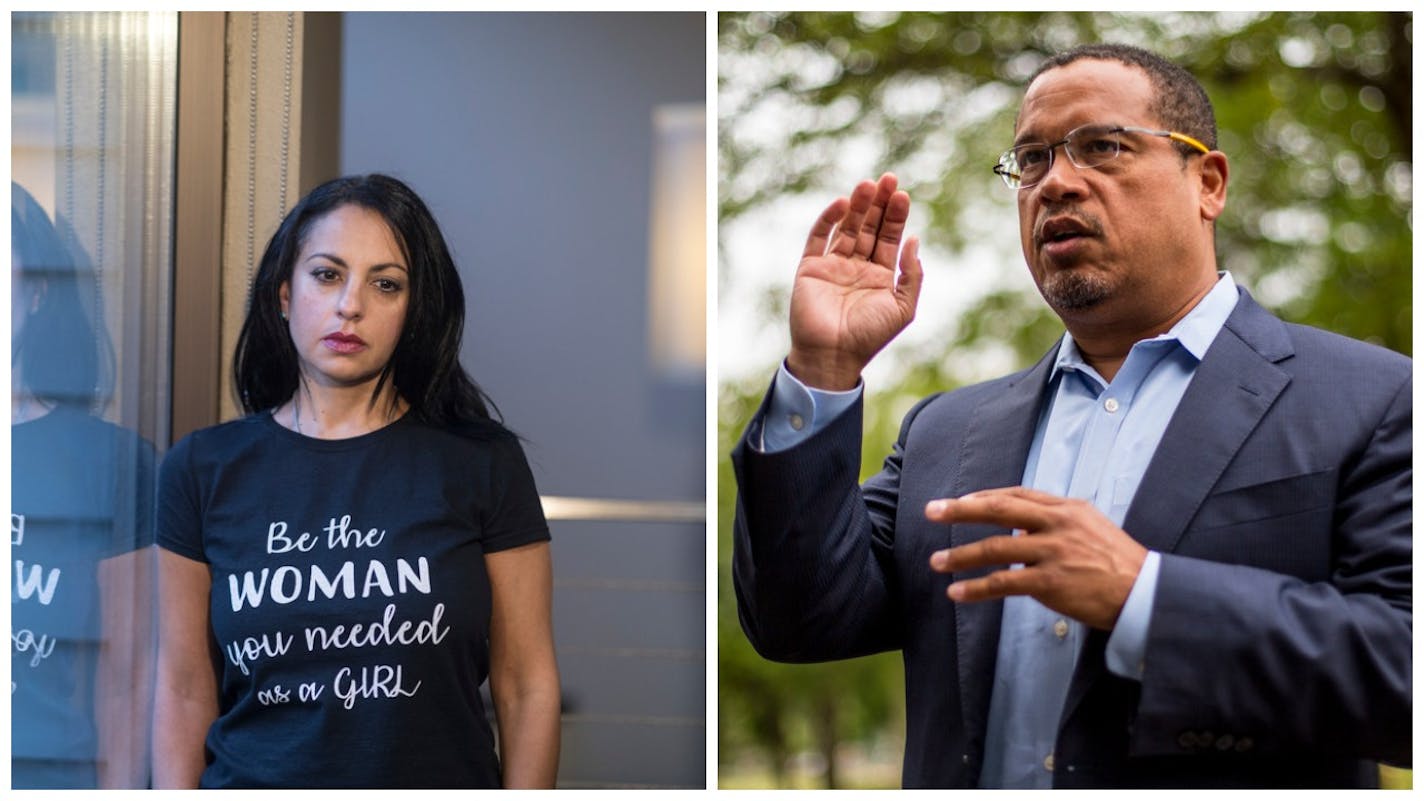 Karen Monahan, left, and U.S. Rep. Keith Ellison.