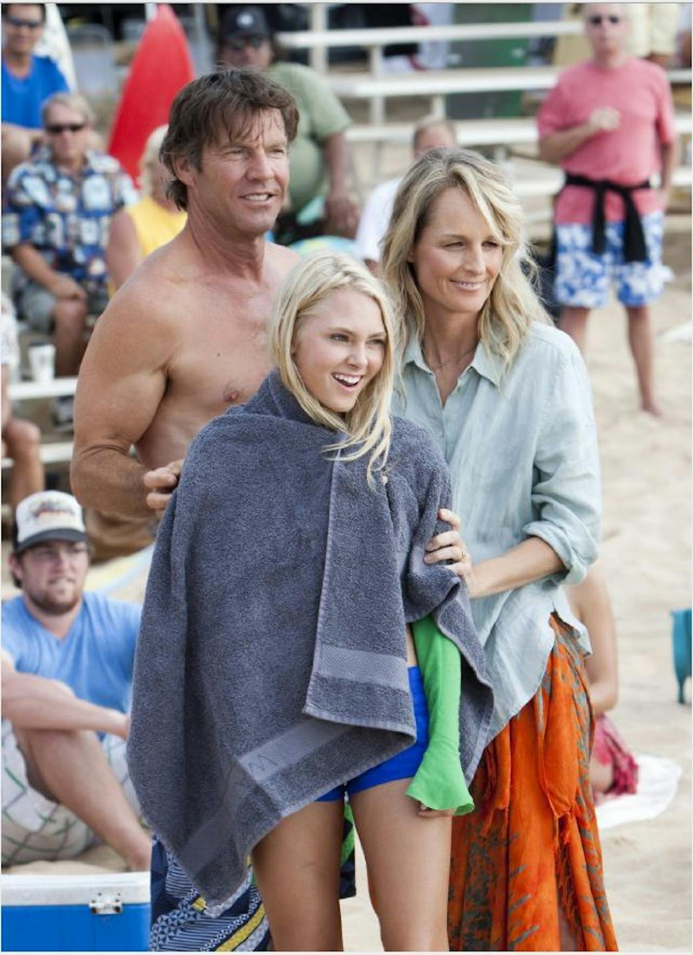 Dennis Quaid, AnnaSophia Robb and Helen Hunt in "Soul Surfer"