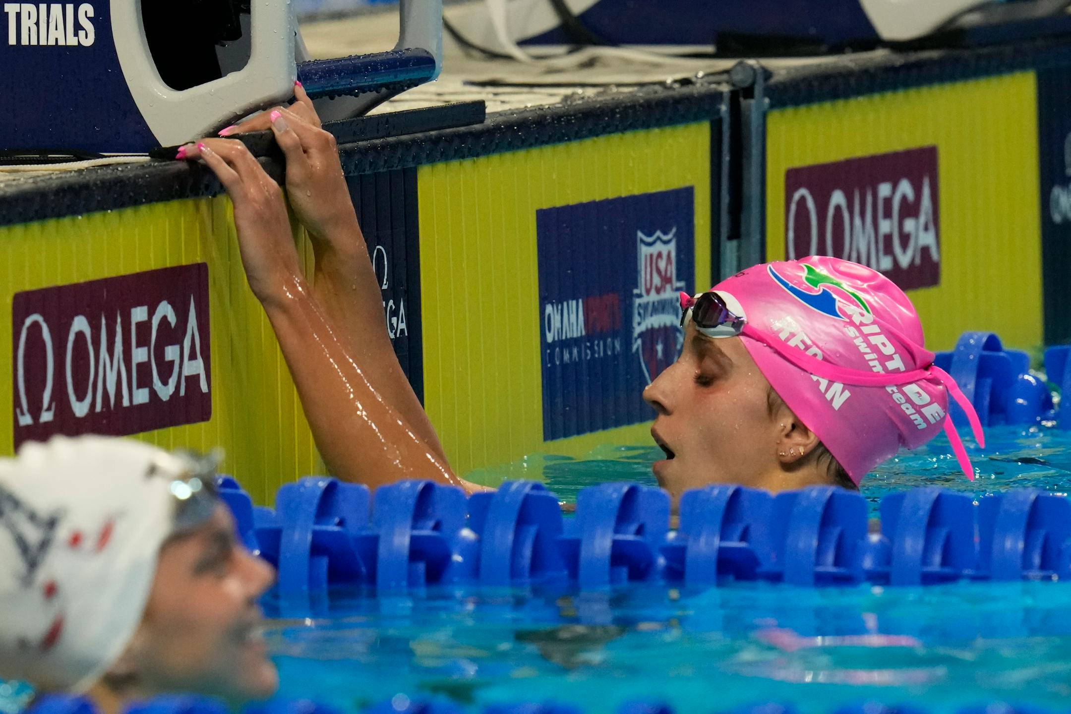 Regan Smith reacts after the women's 200 backstroke during the U.S. Olympic Swim Trials