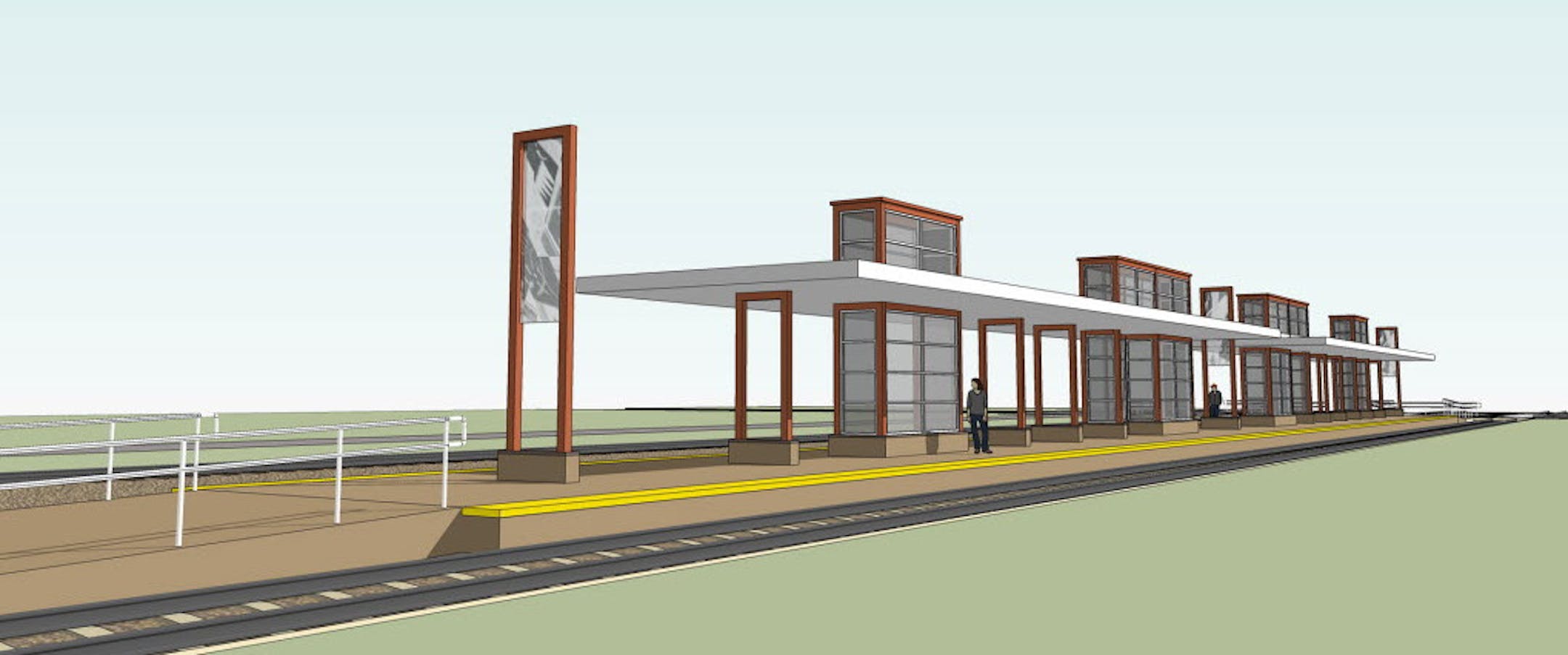 Basic plan for "town square" station on the Southwest Light Rail line, one of four types of stations on the 16-mile line. Submitted rendering.