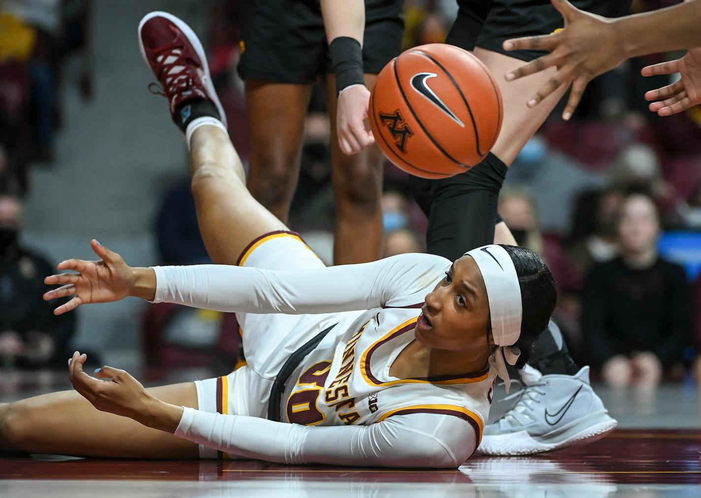 Gophers forward Kadiatou Sissoko loses control of the ball during the second half Thursday.