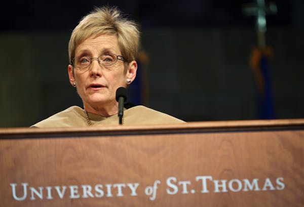 University of St. Thomas President Julie Sullivan, shown at her inauguration ceremony in 2013, said the meeting sent "a clear message."