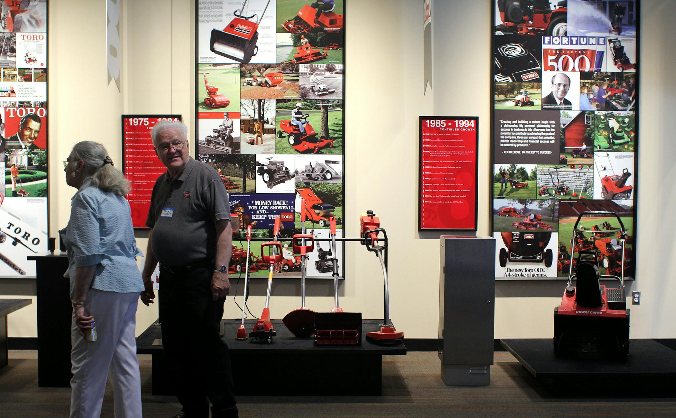 Visitors browsed the Toro historical collection on Thursday afternoon in the Bloomington headquarters.] Toro celebrates its 100th anniversary and opens its newly completed $25 million Bloomington addition. MONICA HERNDON monica.herndon@startribune.com Bloomington, MN 07/10/14