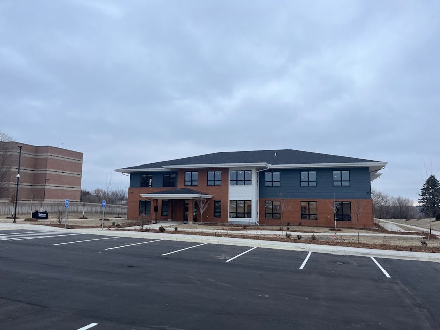 The two-level Emergency Housing Services Building is seen in Stillwater.