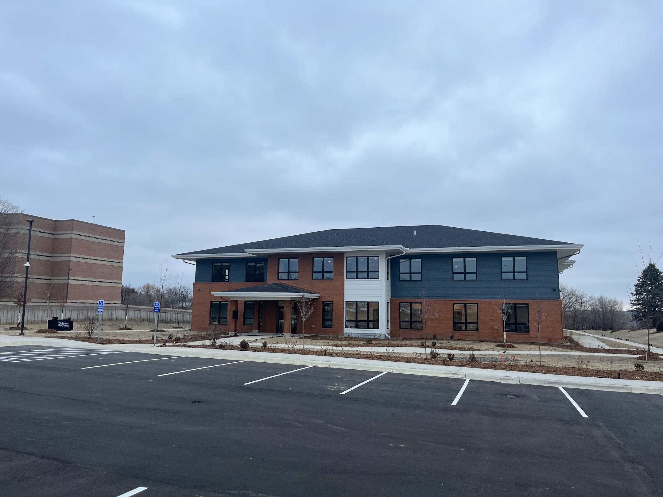 The two-level Emergency Housing Services Building is seen in Stillwater.