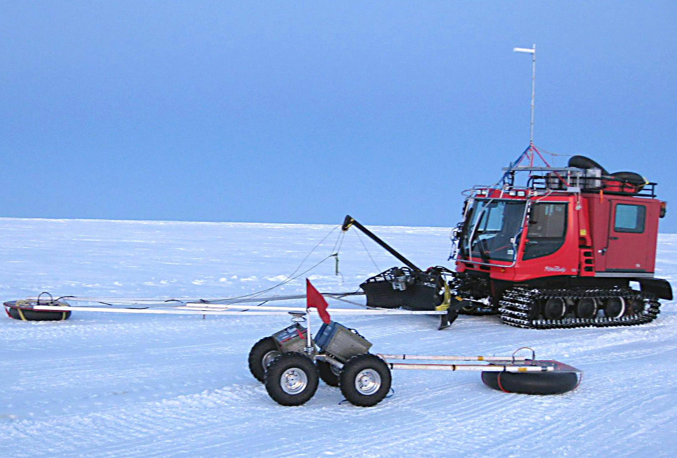 The Yeti robot, weighing only 180 pounds, finds deadly Antarctic crevasses so you donít have to. These deathtraps give humans and their heavy tracked vehicles four seconds of warning before they plummet to a dark and silent tomb. Illustrates ANTARCTIC (category l), by Jason Bittel (c) 2013, Slate. Moved Wednesday, March 6, 2013. (MUST CREDIT: James Lever, U.S. Armyís Cold Regions Research and Engineering Laboratory.)
