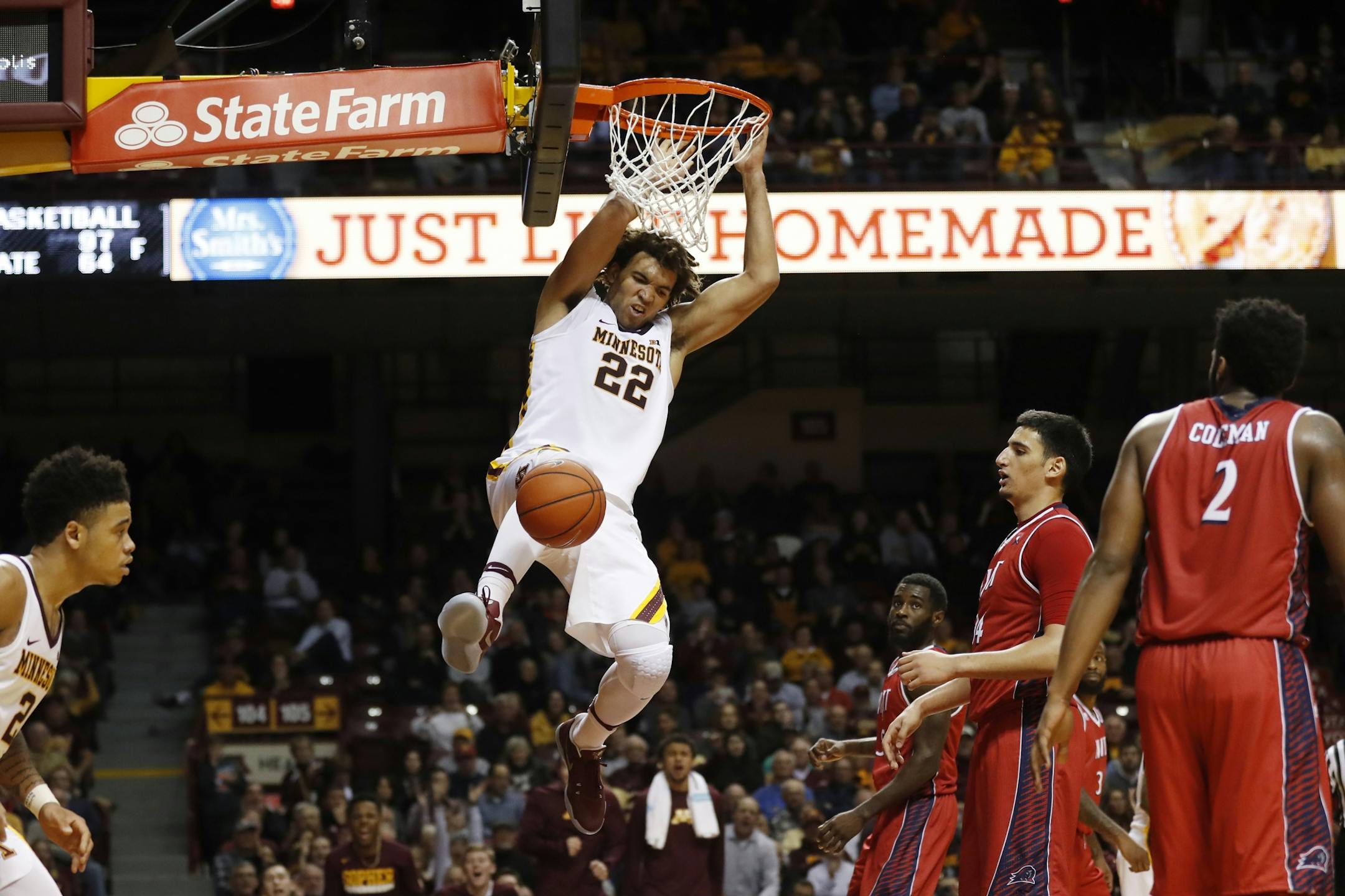 Gophers 6-10 junior center Reggie Lynch (22) is the team's sixth-leading scorer with 8.1 points per game on 52.2 percent shooting (24-for-46) in Big Ten play this season.