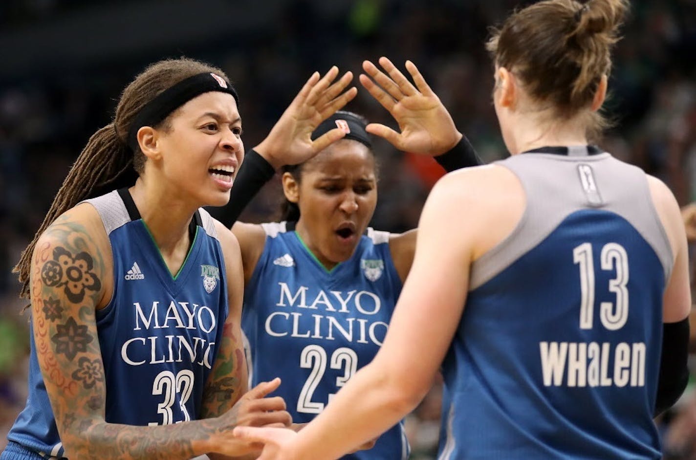 Lynx stars (from left) Seimone Augustus, Maya Moore and Lindsay Whalen.