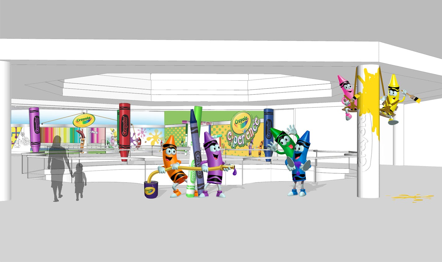 Artist renderings of the new Crayola Experience entrance coming to the Mall of America in summer 2016. Provided by Crayola ] GLEN STUBBE * gstubbe@startribune.com Thursday, July 16, 2015 Crayola announced at a press conference today that it will open Crayola Experience in Mall of America in the summer of 2016. This will be the third location. The 60,000 sq.ft. Crayola Experience will be located in the Southeast Court on Level 3 in a space that was formerly Bloomingdales.