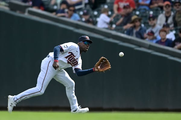 Cleveland Indians first baseman Bobby Bradley (44) flew out to Minnesota Twins second baseman Nick Gordon (1) in the top of the second inning.