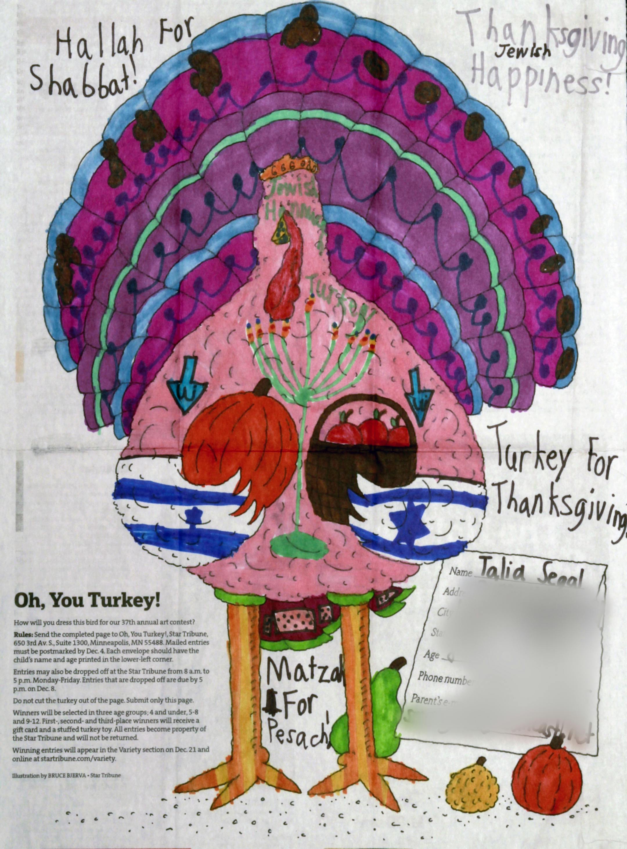 2015 'oh you turkey' winners - Talia Segal, 8 1/2 yrs Minnetonka, MN