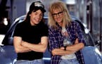 Mike Myers as Wayne and Dana Carvey as Garth in the 1992 film "Wayne's World."