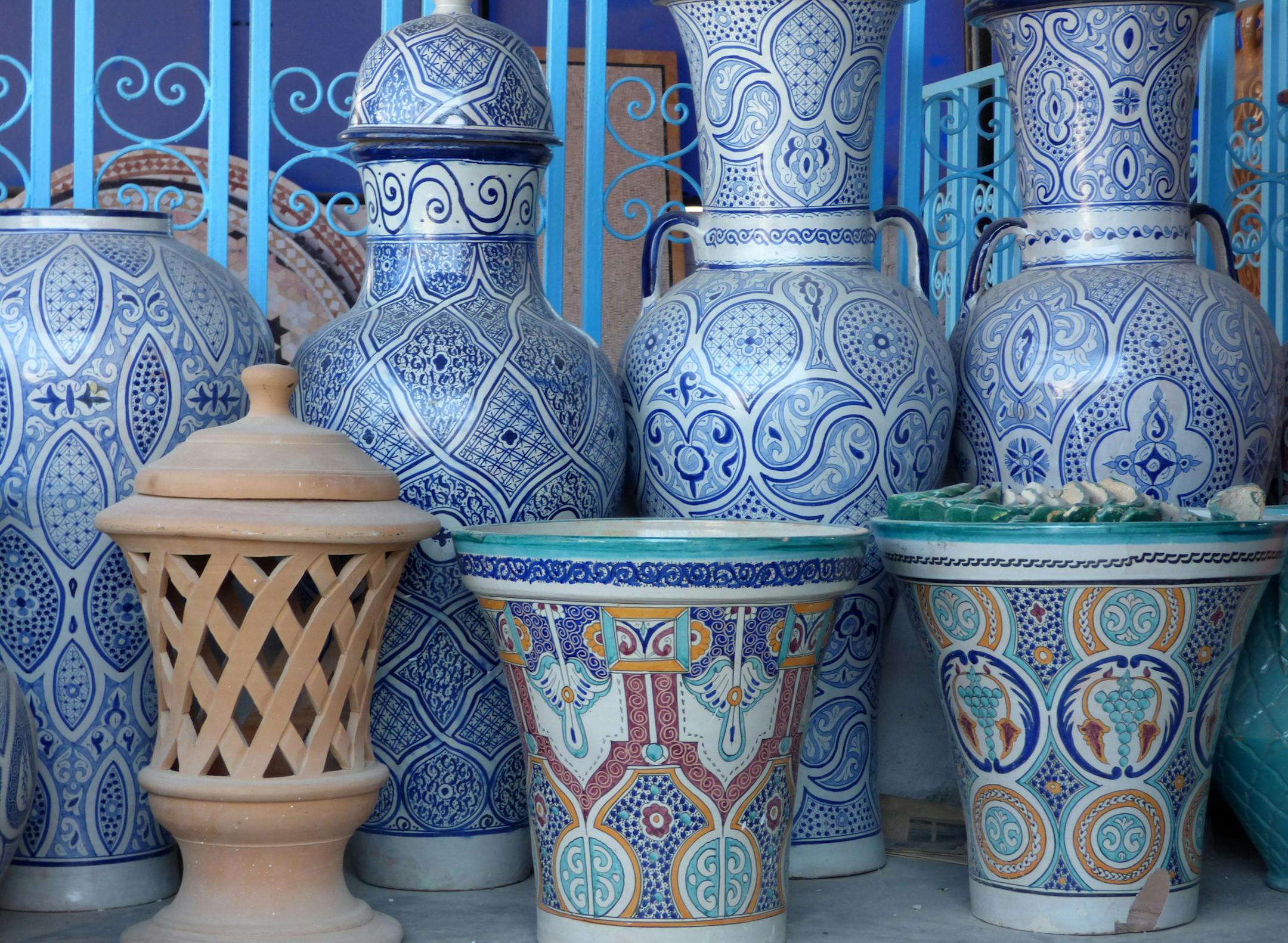Fez is known for its blue and white pottery, but other colors are available too. (Terri Colby/Chicago Tribune/TNS)