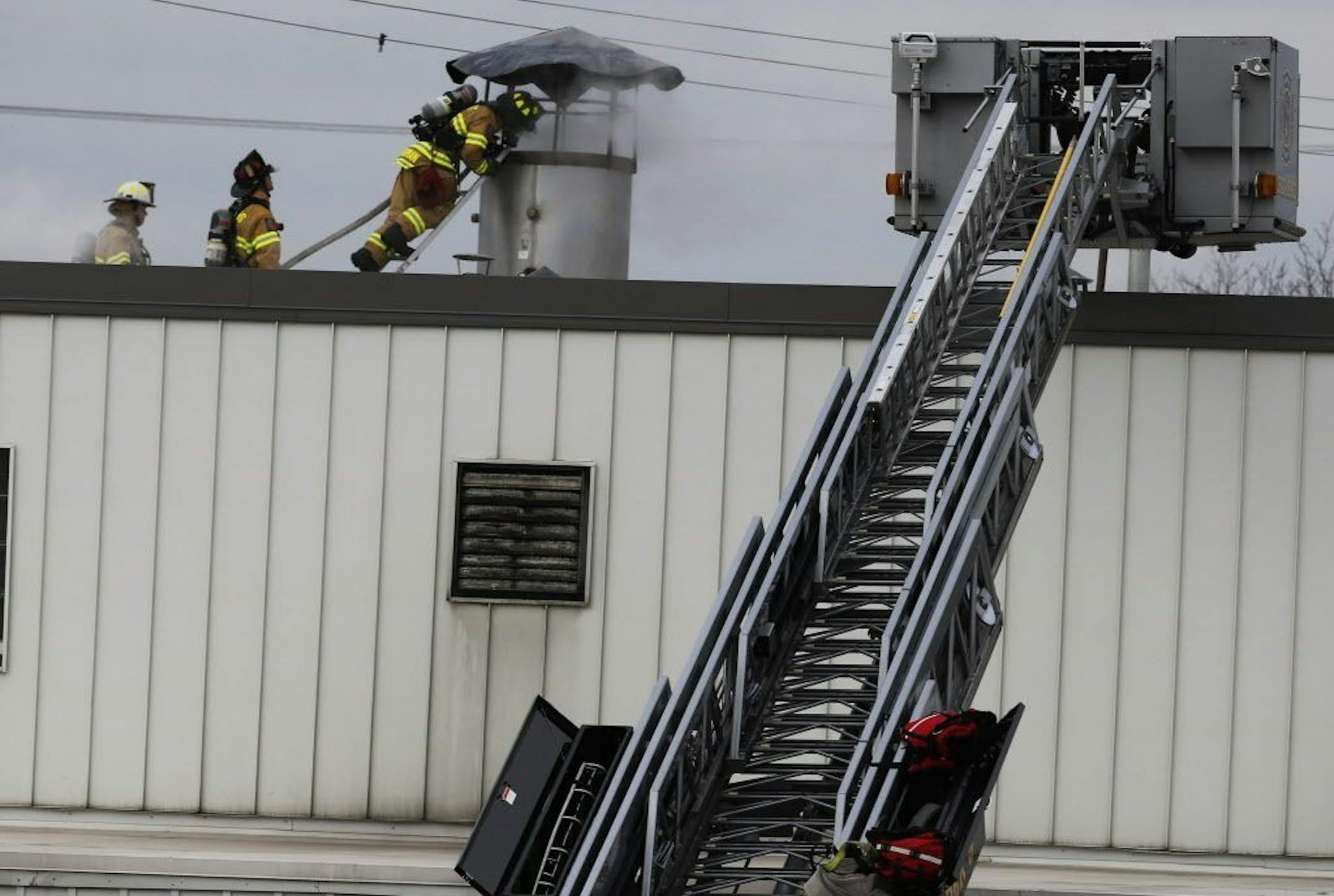 A fire broke out at 18 Pierce Ave. in Hopkins which required several firetrucks to put out.