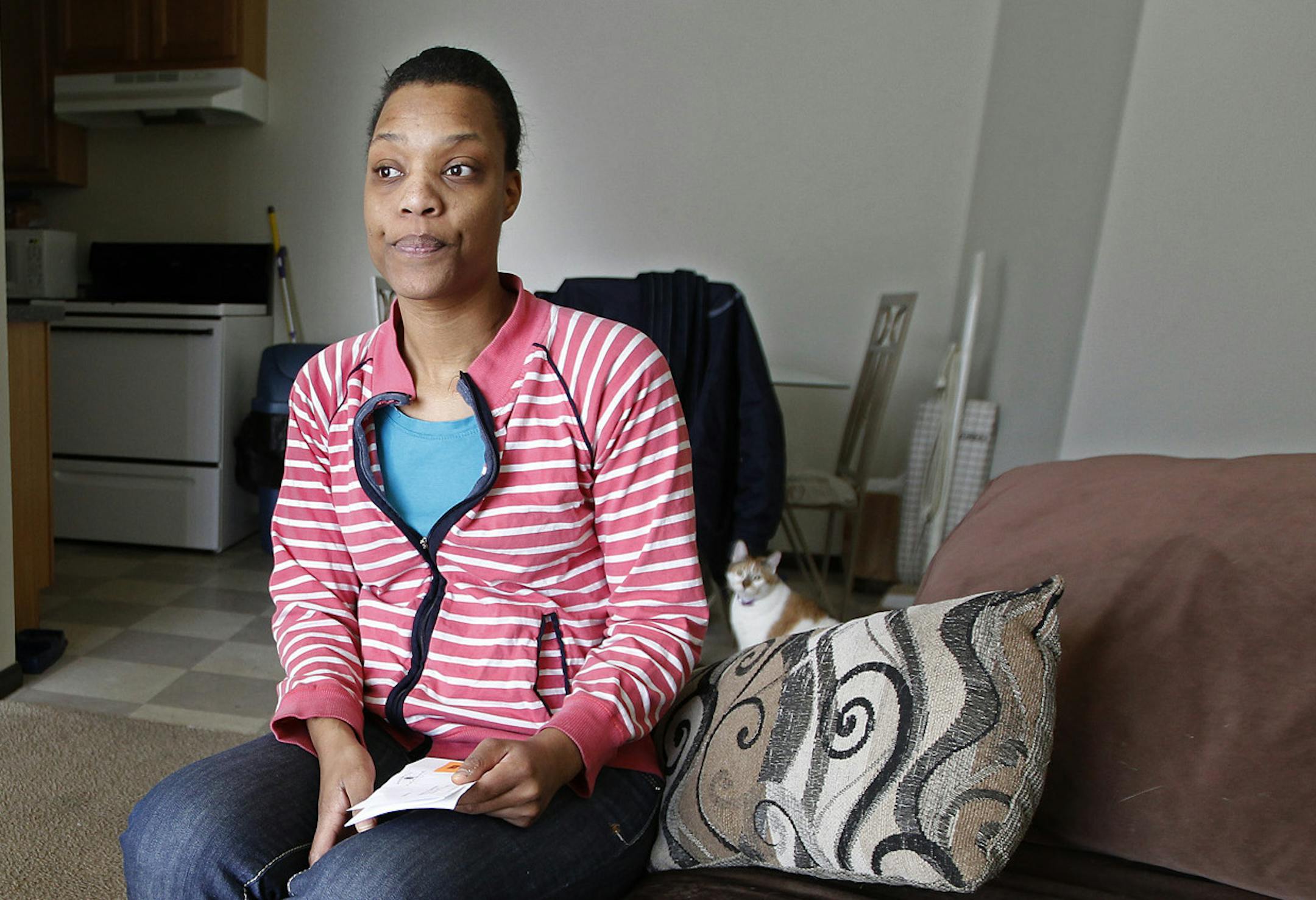 Richelle Richardson said that her rental-assistance has been increased recently making it difficult to make ends meet, Monday, January 7, 2014 . Across Minnesota, local housing authorities are revoking rental-assistance vouchers, in a dramatic move that could force hundreds of low-income families out of their homes. (ELIZABETH FLORES/STAR TRIBUNE) ELIZABETH FLORES • eflores@startribune.com