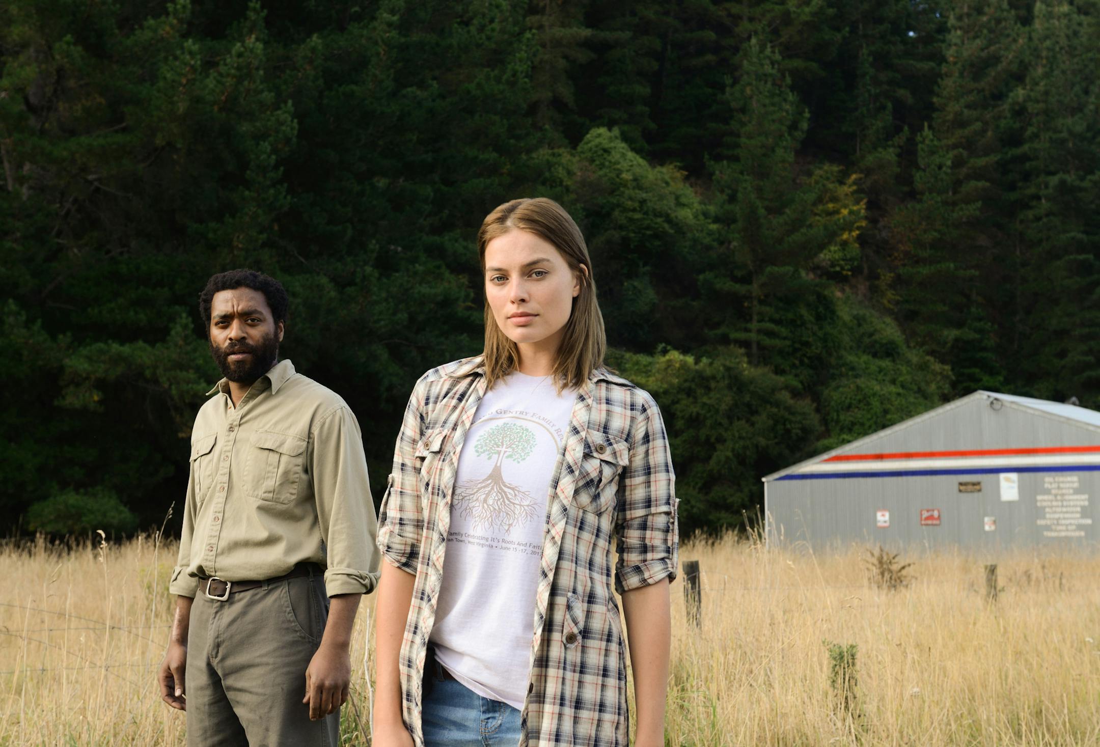 This photo provided by Roadside Attractions/Lionsgate shows, Chiwetel Ejiofor, left, as Loomis, and Margot Robbie as Ann Burden iin the film, "Z for Zachariah." (Parisa Taghizadeh/Roadside Attractions/Lionsgate via AP)