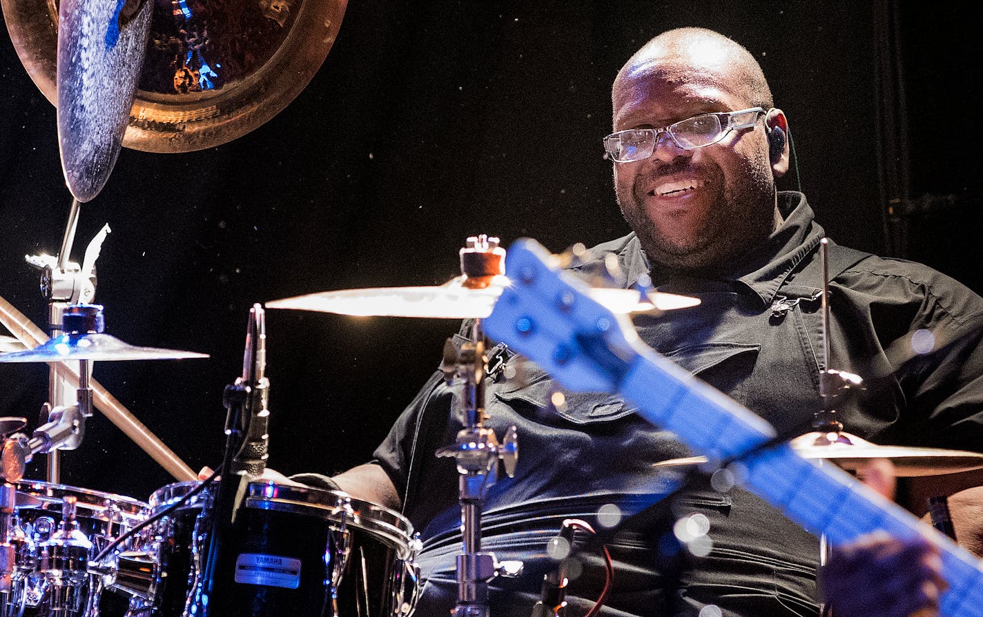 Drummer Michael Bland performed with Dr. Mambo's Combo at Bunker's in Minneapolis. ] CARLOS GONZALEZ � cgonzalez@startribune.com - October 8, 2017, Minneapolis, MN, Dr. Mambo's Combo celebrates 30 years of their weekly Sunday night gig at Bunkers, Billy Franze on guitar, Michael Bland on drums and singer Margaret Cox