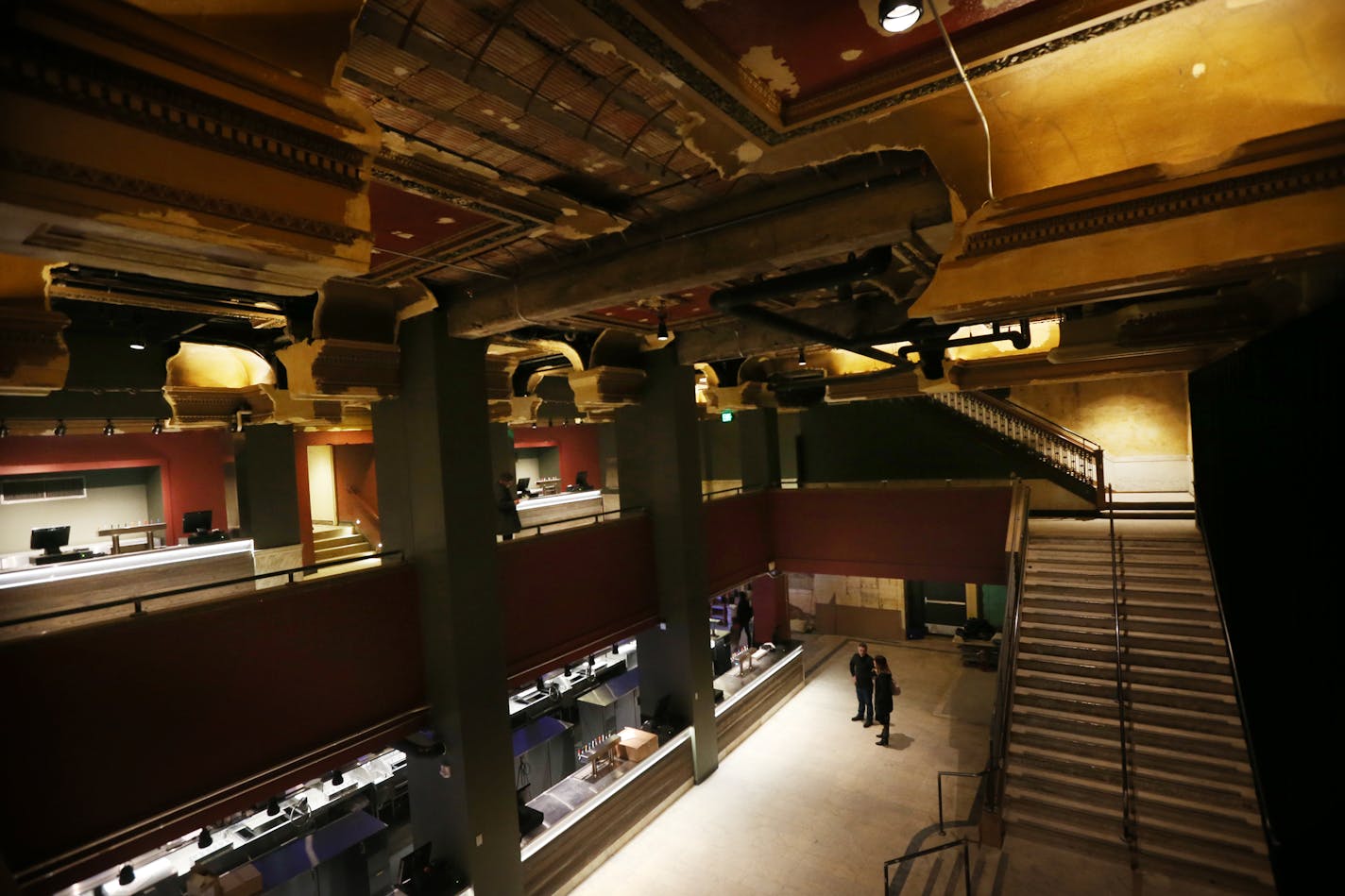 Part of the old ceiling was left in its original condition in the restored Palace Theater in in St. Paul.