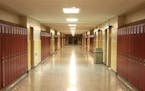 Empty School Hallway with Student Lockers