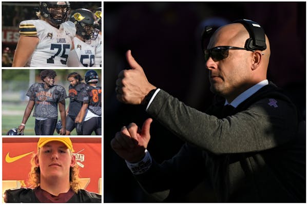 Coach P.J. Fleck's Gophers recruiting class includes (top to bottom) Greg Johnson of Prior Lake, Jerome Williams of Osseo and Reese Tripp of Kasson-Ma