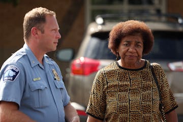 Minneapolis Park Police Chief Jason Ohotto and then-interim Superintendent Mary Merrill in July 2018.