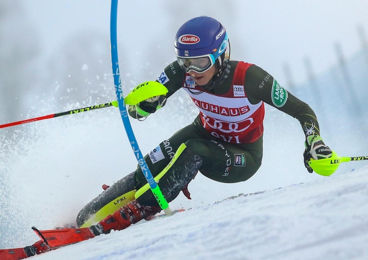 United States' Mikaela Shiffrin competes during an alpine ski, women's slalom in Levi, Finland, Saturday, Nov. 23, 2019.